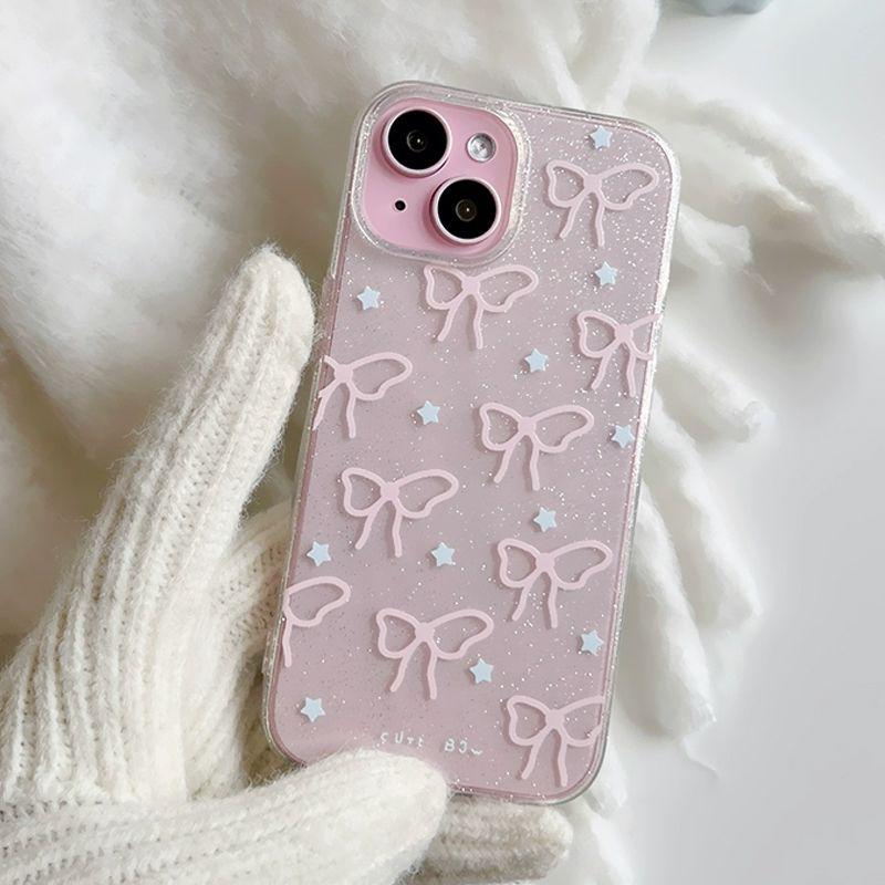 

Fairy Star Glitter Bow Phone Case for iPhone 15 Pro Max, 13, 12, and 11 iPhone 12 Pro