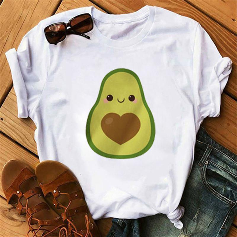 Maglietta Casual Harajuku da Donna Maycaur con Stampa di Avocado Estate Manica Corta T-shirt Casual Girocollo