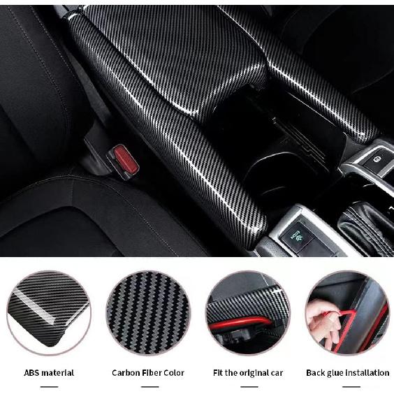 Carbon Fiber Color Car Interior Center Armrest Box Cover Console Box Storage Box Trim Covers Auto Accessories For Honda 10Th Gen Civic 2016 2017 2018