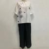 Elastic Waistband Top Pants Set Trendy Crew Neck Dressing Up Women Floral Plaid Print Wide Leg Harem Outfit