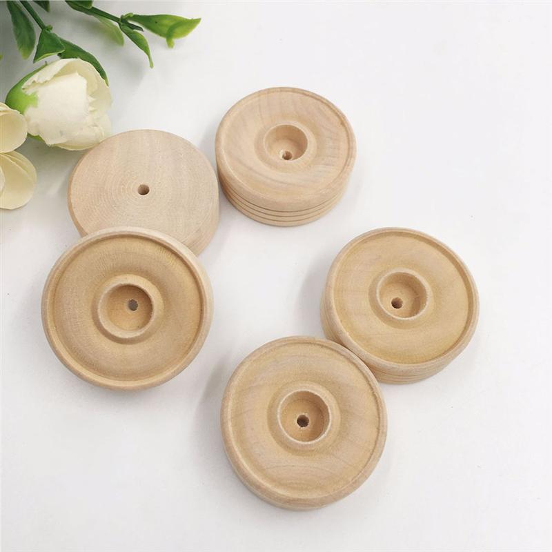 50pcs Round Wooden Small Wheels Toy Accessories DIY Handmade Crafts Supplies for Kids Children