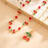 Sweet And Cool Wind Dripping Oil Cherry Fruit Bracelet Set, Simple Imitation Pearl Beaded Chain Jewelry