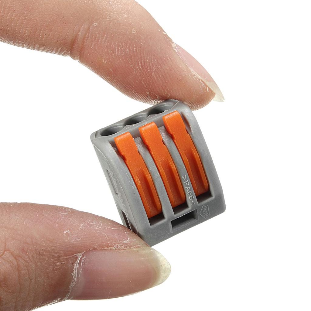 10x Spring Lever Terminal Block Electric Cable Connector Wire 3Way Pin Safe New 10x Spring Lever Terminal Block Electric Cable Connector Wire 3Way Pin Safe New