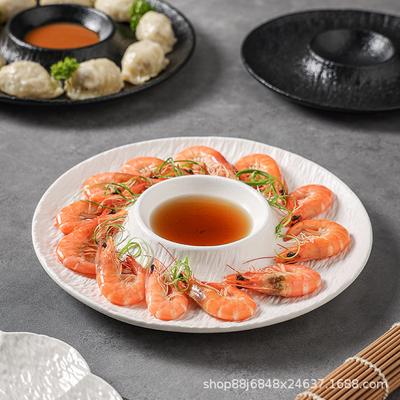 Kreative Keramik-Garnelenplatten mit Essigschälchen, kommerzielle Dumpling-Teller und leichte Luxus-Chinesisches Geschirr für Zuhause