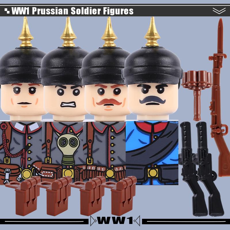 WW1 Military Series Vehicles Building Blocks Artillery Howitzer Soldier Figures Accessories British Italian Field Gun Bricks Toy