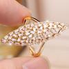 Gorgeous Gold Color Cross Ring for Women Baguette Cut Zircon Party Fashion Jewelry Gift