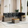 Vidaxl 6-Cz. Garden Furniture Set With Cushions, Grey, Poly Rattan