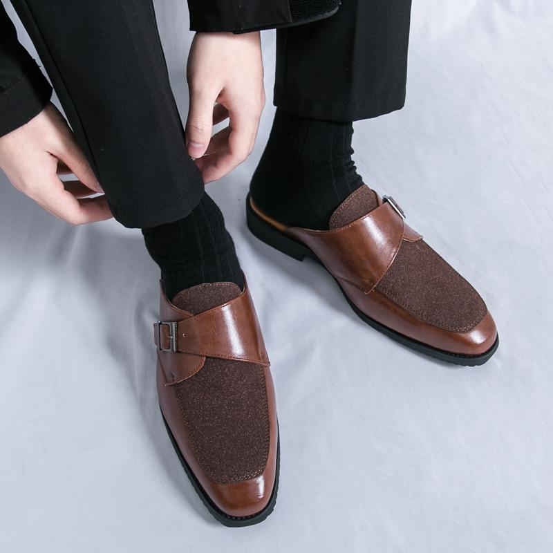 All-match Male Mules Casual Designer Shoes Loafers Mens Slip on Half Drag Classic Slipper Half Walking Shoes for Men