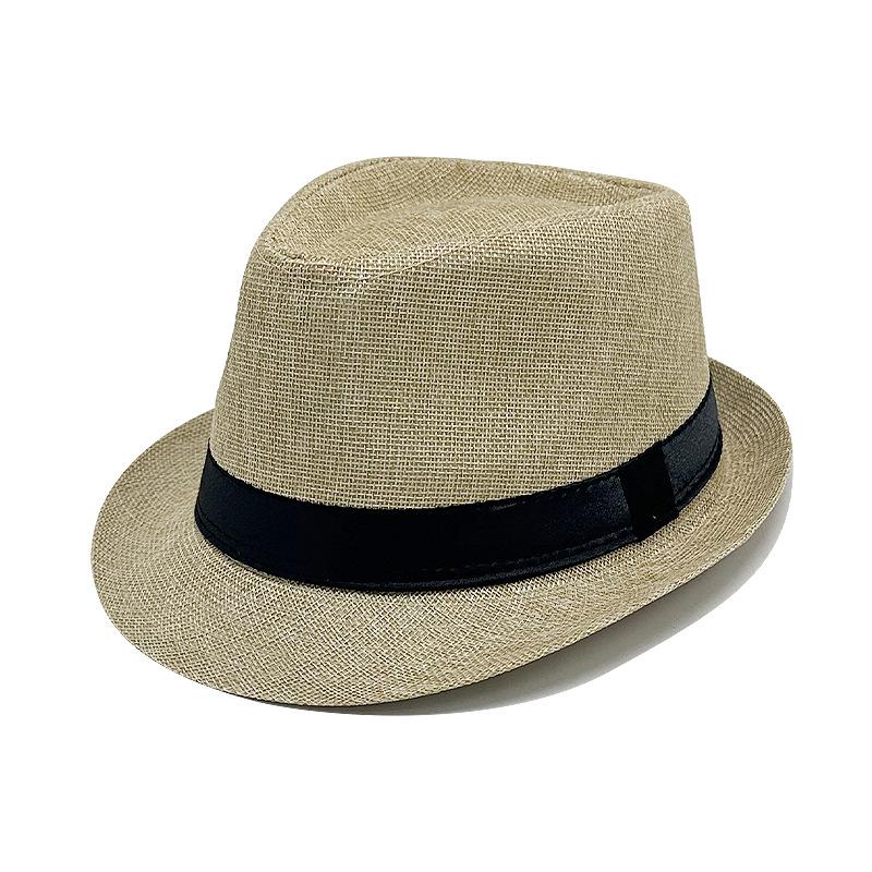 British Jazz Fedora: Solid Color Ribbon, Roll Brim, Unisex Sun Straw Hat
