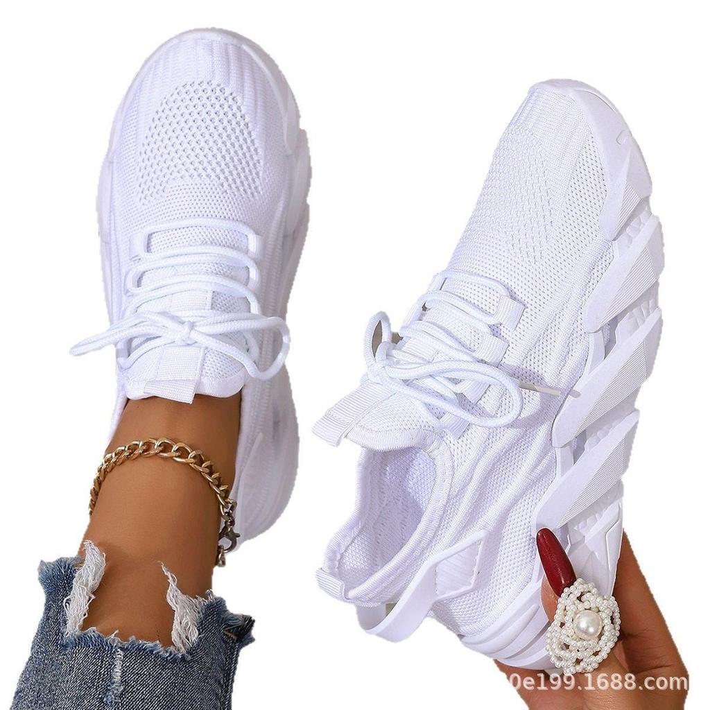 Chaussures de Course, Chaussures de Sport Décontractées à Semelle Souple pour Femmes, Chaussures Simples Respirantes, Chaussures en Maille Tissée Volante, Chaussures de Sport