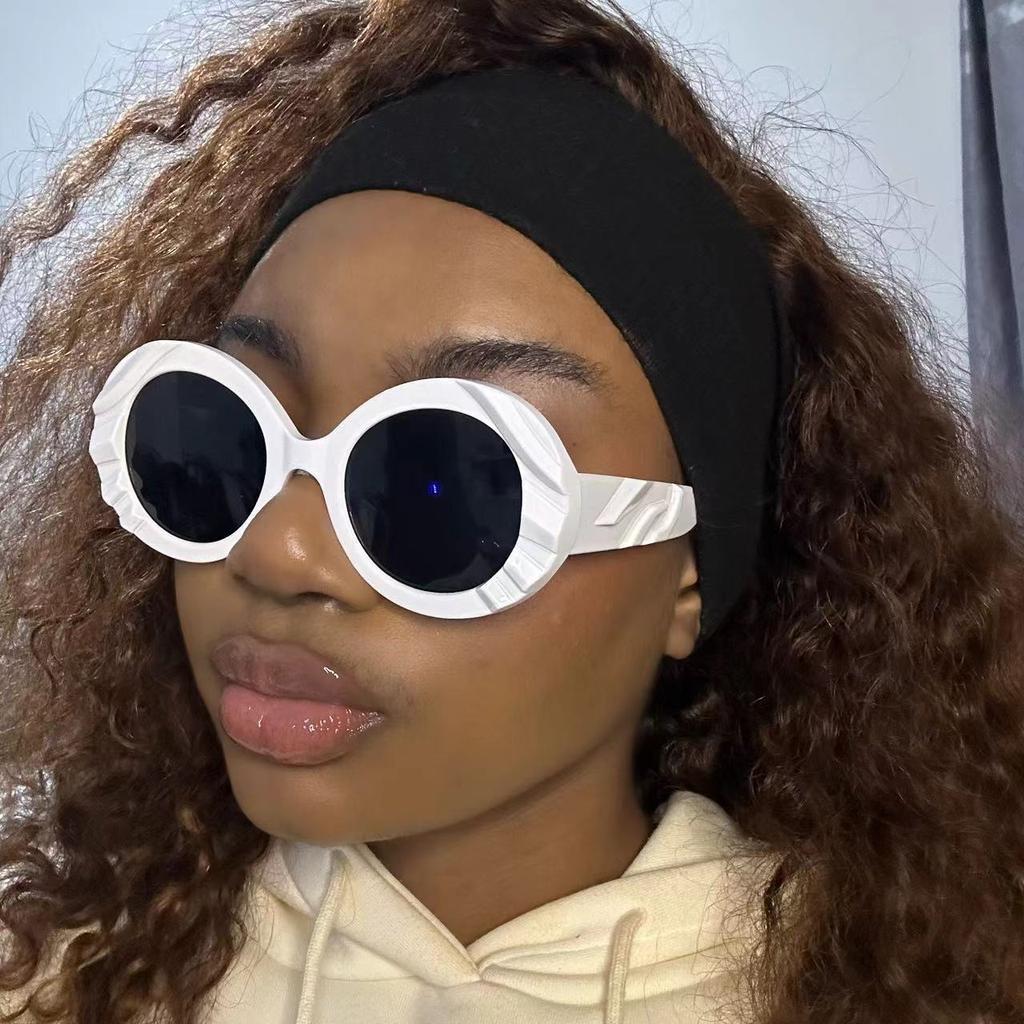 Circular Large Frame Sunglasses New Splicing Sunglasses Fashionable and High-end Women's Sunglasses