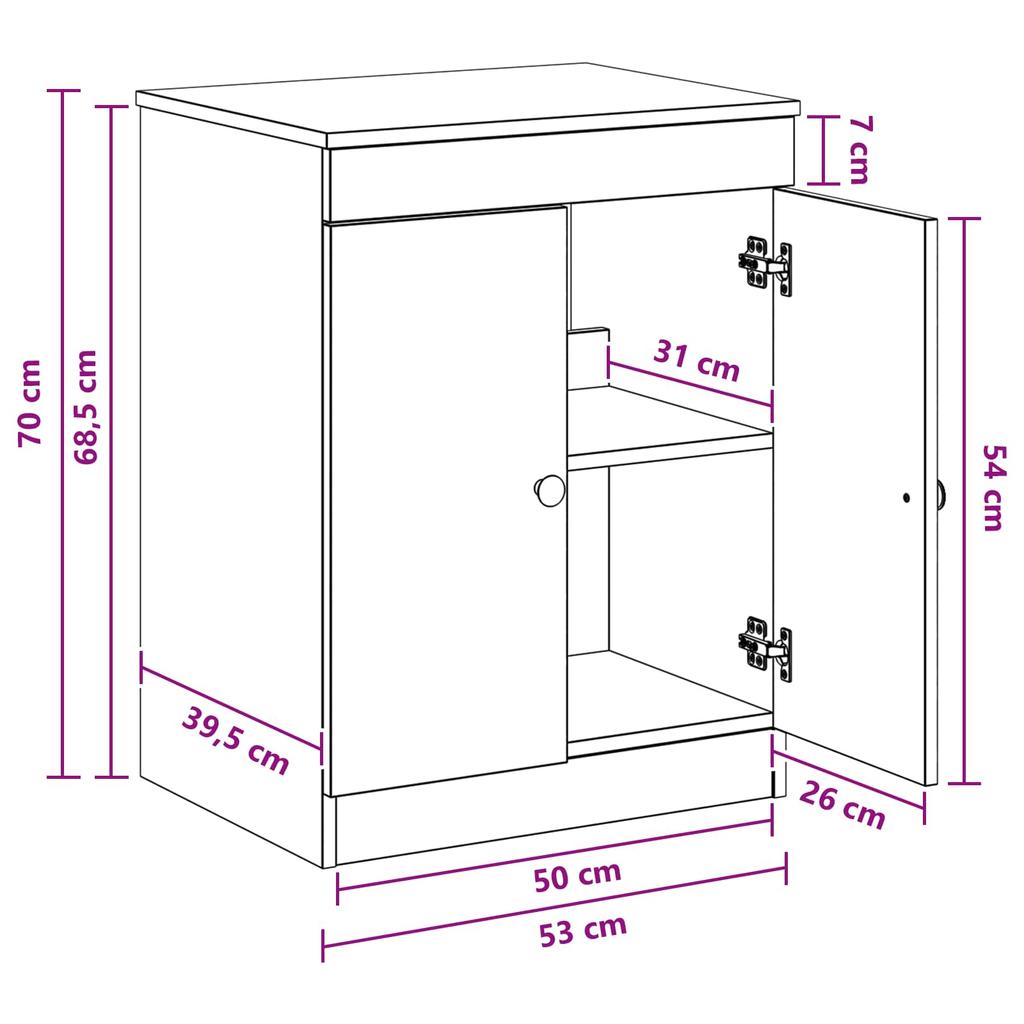 Bathroom Cabinet Artisan Oak 54 X 41 X 70 Cm Particleboard