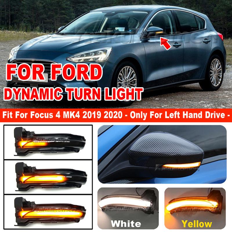 2 Pcs For Ford Focus 4 MK4 2018 2019 2020 Dynamic Turn Signal Lamp Rear Mirror Sequential Blinker LED Side Light Car Styling