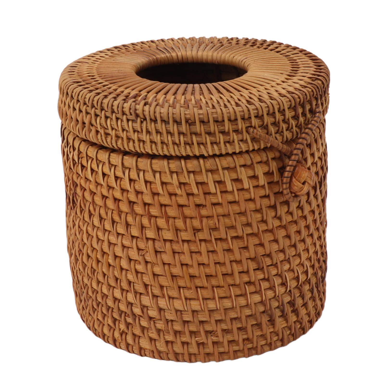 

Rectangular Rattan Tissue Box Cover Rattan Woven Tissue Box Holder for Bathroom Countertop Bedroom Living Room Car