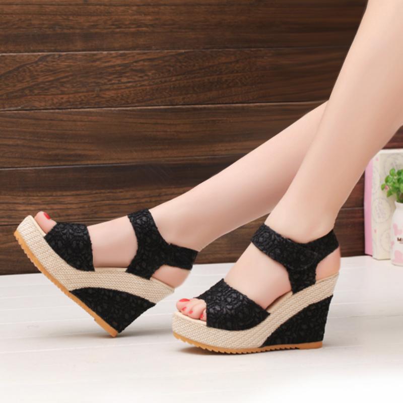Fashion Wedge Sandals for Women Summer Casual Non-slip Peep Toe Platform Shoes Rubber Sole Buckle Elegant Heel Woman Sandale
