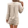 Women Fashion Casual 2 Piece Set V Neck Long Sleeve Shirts And Drawstring Shorts Sets