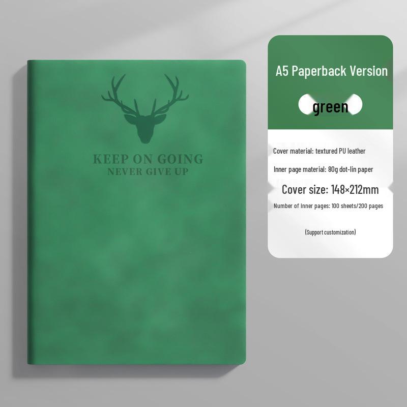 Custom Logo A5 Soft Leather Notebook with Deer Head for Business Meetings