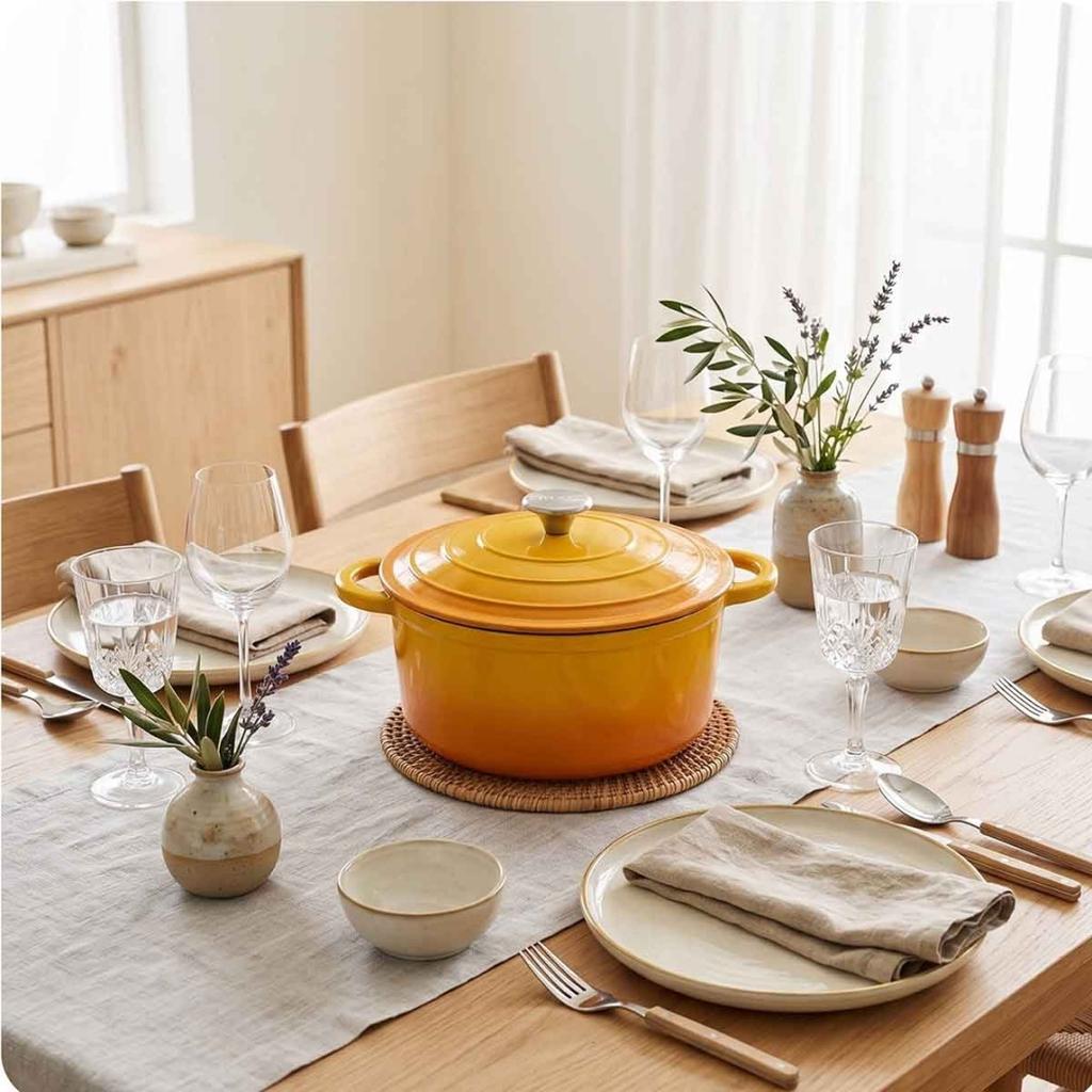 ENAMELED CAST IRON POT 24cm 4L HAGE MUSTARD