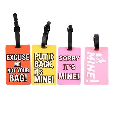 4pcs Environment-friendly PVC Soft Plastic Luggage Tag, Three-dimensional Letter Boarding Pass, Lanyard Luggage Travel Tag