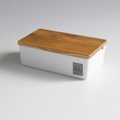 LOLO | Butter Case | 200g | Wooden Lid | White | Ceramic | Made In Japan |