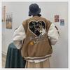 Women's 2023 Retro American Embroidered Baseball Jacket - Loose Cotton Coat for Spring and Autumn