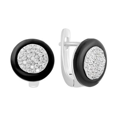 Brincos de prata com cerâmica e zircônias cúbicas (60002087)