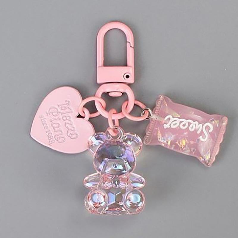 Desene animat Bling Heart Bear Animal Bomboane Breloc Breloc pentru iubitorii de prieteni Drăguț Creativ Geantă Mașină Căști Cutie Accesorii pentru chei