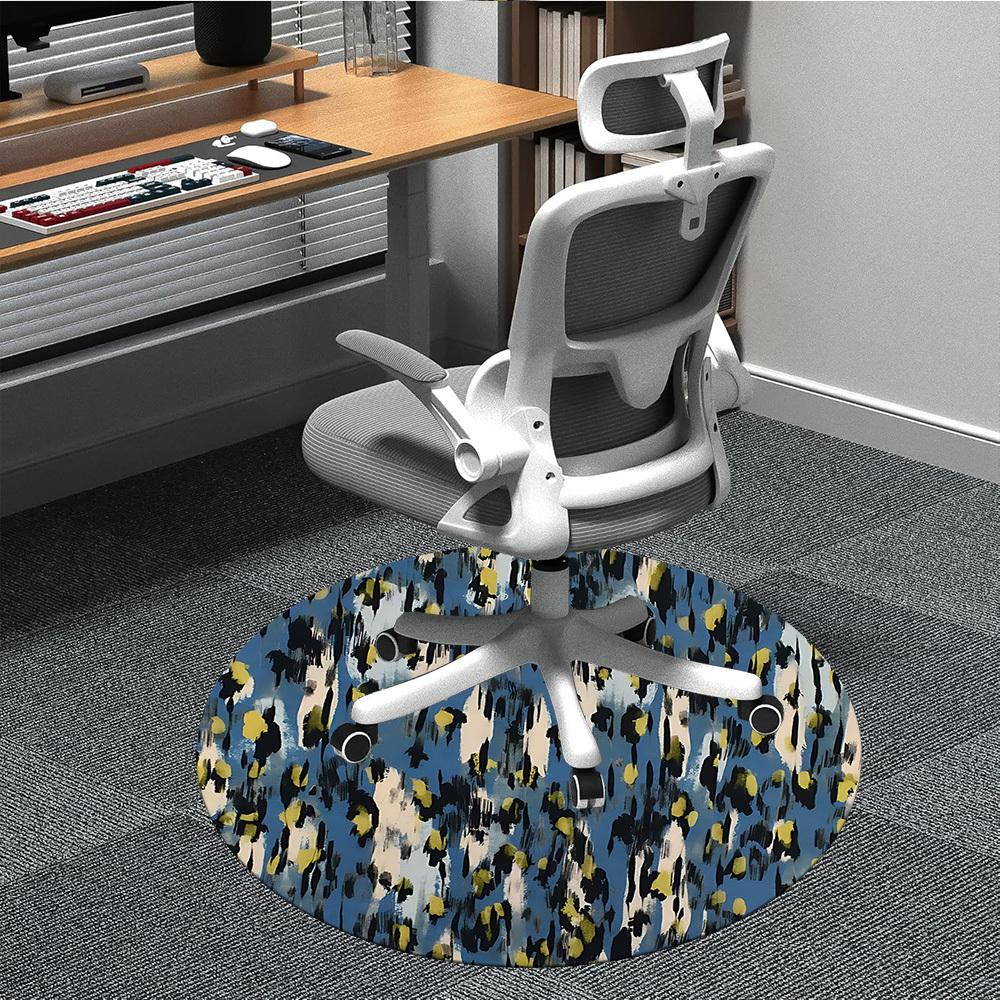 1pc Abstract Pattern Office Round Rug, Non-slip, Soft and Durable Office Rug for Interior Decoration, Perfect for Office, Decoration yy260204003