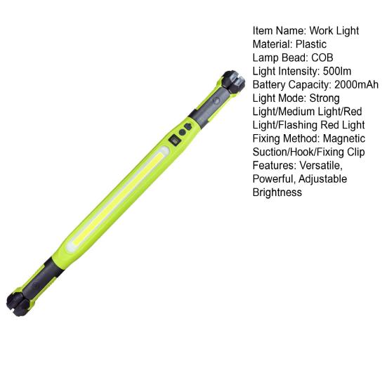 Rechargeable Magnetic Work Light 4-Mode 500lm LED under Hood Light with Hook Car