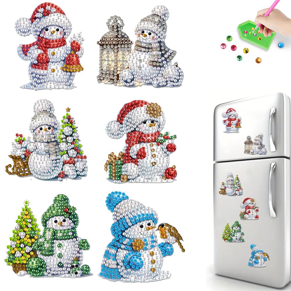 

6Pcs Acrylic Christmas Santa Claus Diamond Painting Refrigerator Magnet Diamond Painting Fridge Magnet for Adults Kids Beginners