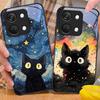Cute Little Cat For OnePlus Nord 3 5 6T 7 Pro 8 12 10T Reno8 Lite 5G 10R Nord N30 Hard Shell Tempered Glass Phone Case Black