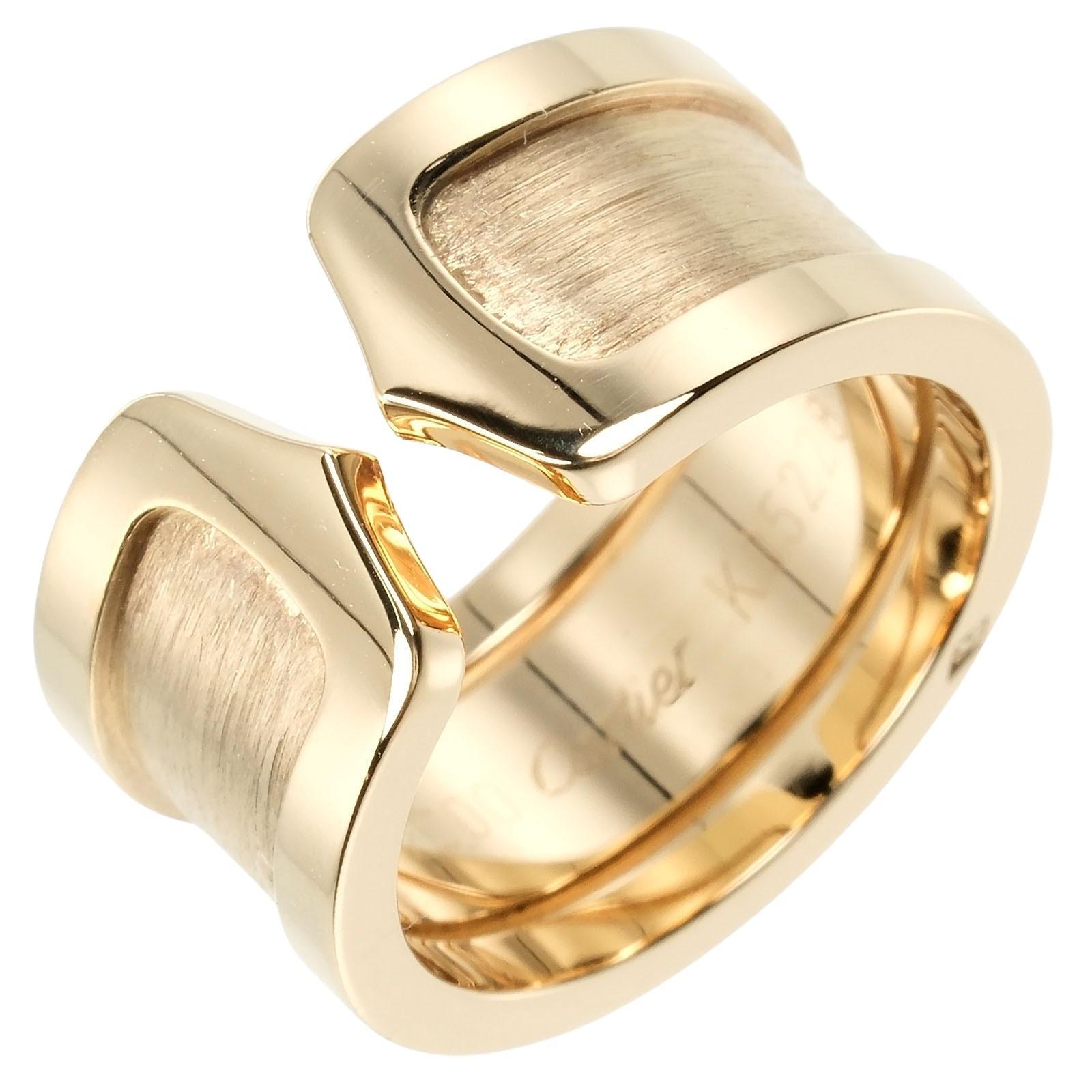 

CARTIER 2C LM Ring K18 yellow gold #5.8(US Size) 12.2g Women Used