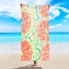 Tropical Lemon Graphic Beach Towel, Soft Microfiber Durable Sand Free, Home Decor Gift, Striped Lemon Print Oversized Bath Towel