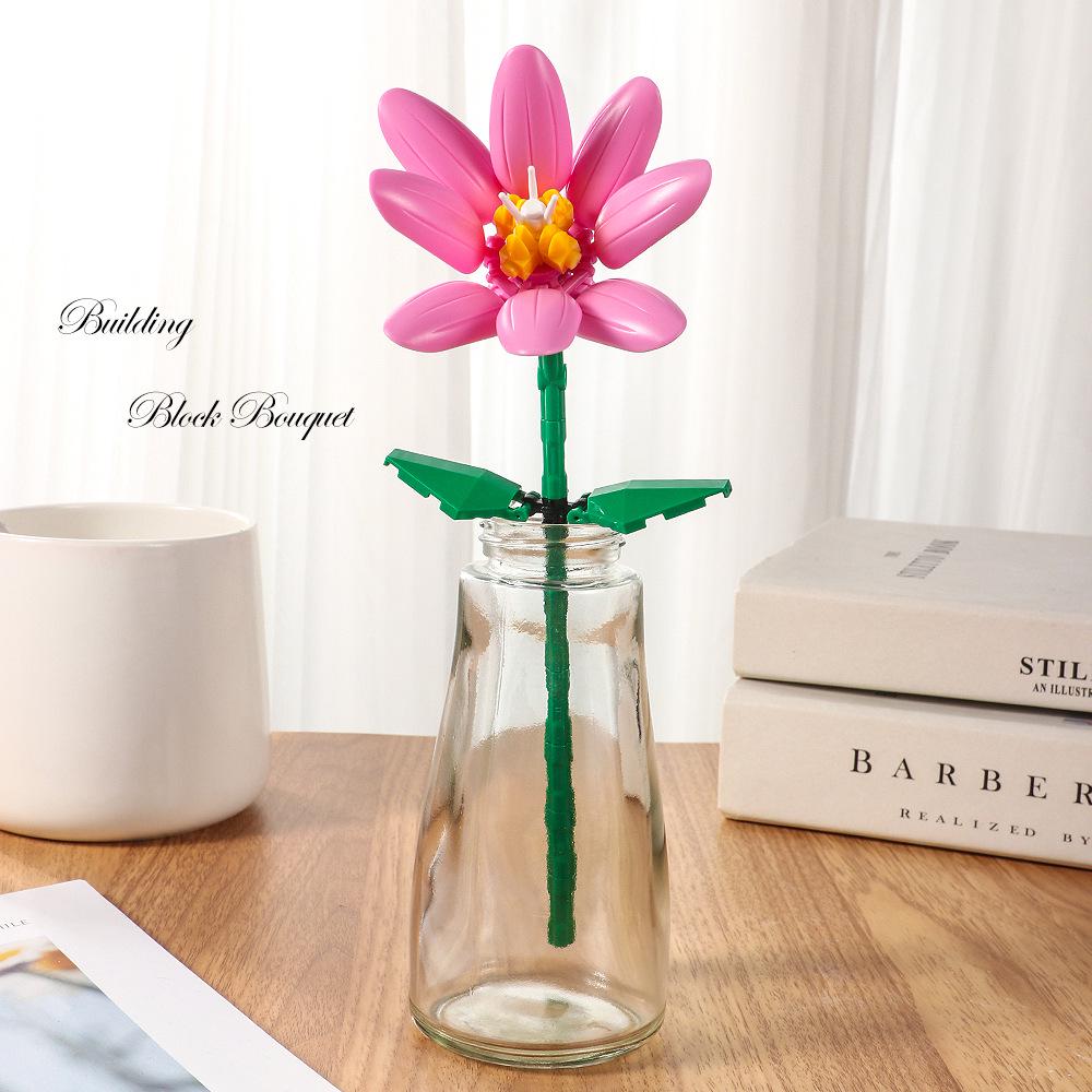 Bionic Eternal Flower Building Blocks: Sunflower and Rose Assembly Toy for Children