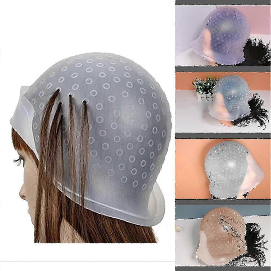 Hair Coloring Highlighting Cap Silicone Salon Hair Dyeing Cap Hairdressing Styling Tool Transparent White