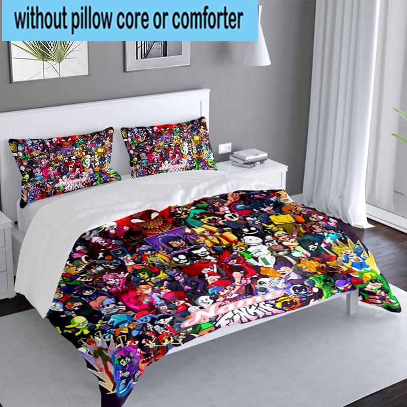 Custom Name 3PCS Friday Night Bedding Set Including 1pc Duvet Cover And 2pcs Pillowcases for Bedroom, Dormitory Gift Home Decor