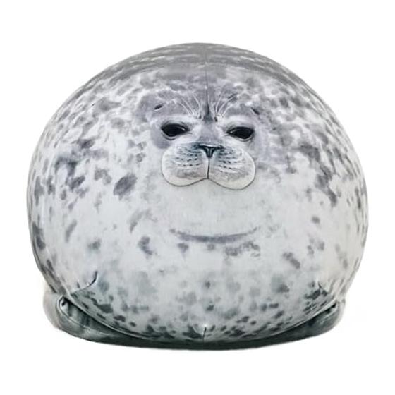 EU SOU Seal Body Pillow Cushion Stuffed Toy Realistic Animal Fluffy Chewy Sleeping Pillow Nap Pillow (40cm, Gray)