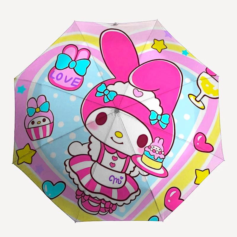 1pc My Melody Automatic Opening Folding Umbrella with Blue Bow Design - Perfect for Fans, Travel, Everyday Use, and Festive Gifts!K036