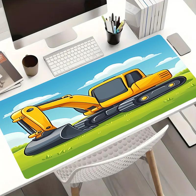 excavator Theme Mouse Pad, Non Slip Rubber Base, Multifunctional Office & Home Decor, Perfect for Workspace Personalization.