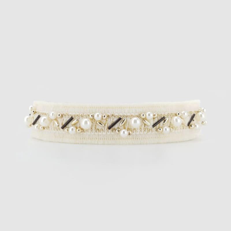 LALA Pearl Ethnic Hairband - Ivory