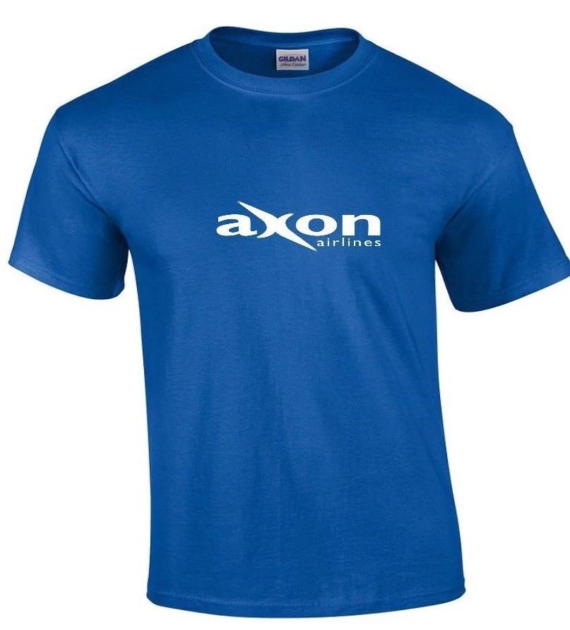 Axon Airlines White Logo Greece Greek Aviation Geek Royal Blue Cotton T-Shirt 4XL