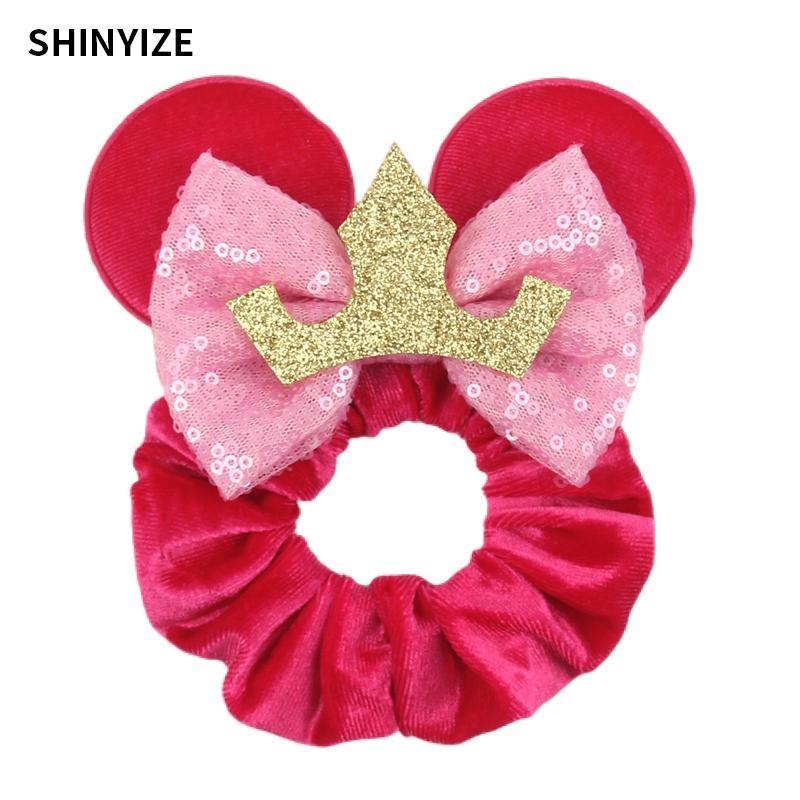 Vánoční Disney Roztomilé Uši Elastické Sametové Čelenky Pro Dívky Flitry 4" Mašle Čelenka Ženy Festivalový Výlet DIY Vlasové Doplňky