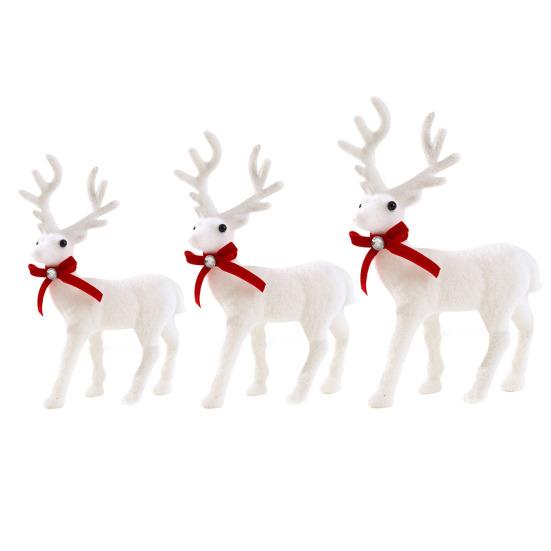 Christmas Ornament Bowknot Decor Reindeer Holiday White Figurine Table Centerpieces Christmas Decoration