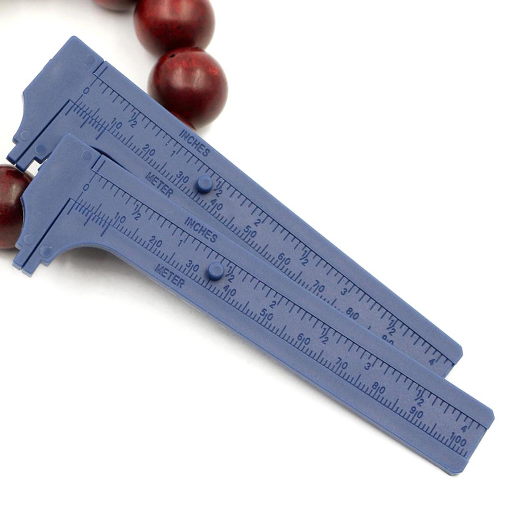 Handy Sliding Gauge Plastic Vernier Caliper Ruler Measuring Tool Double Scales mm/inch Mini Pocket Ruler 100mm Jewelry