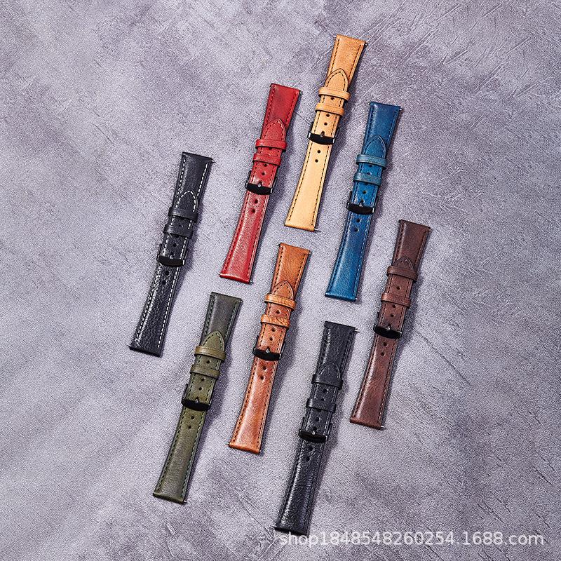 Cowhide Watch Strap Is Suitable For 22Mm Pin Buckle High-End Tree Height Leather Lychee Pattern Strap