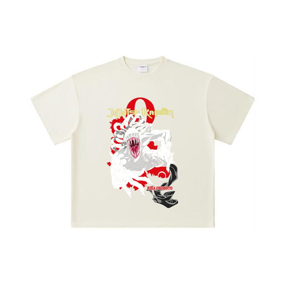 260 GSM Double Yarn 32 Count 100% Cotton Jujutsu Kaisen V64 Rika Print Unisex Heavy Cotton T Shirt