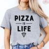Women's Pizza Lover T-Shirt, 'Pizza Is Life' Retro Block Text Print Tee, Harajuku Short Sleeve O Neck Tops Aesthetic Clothing