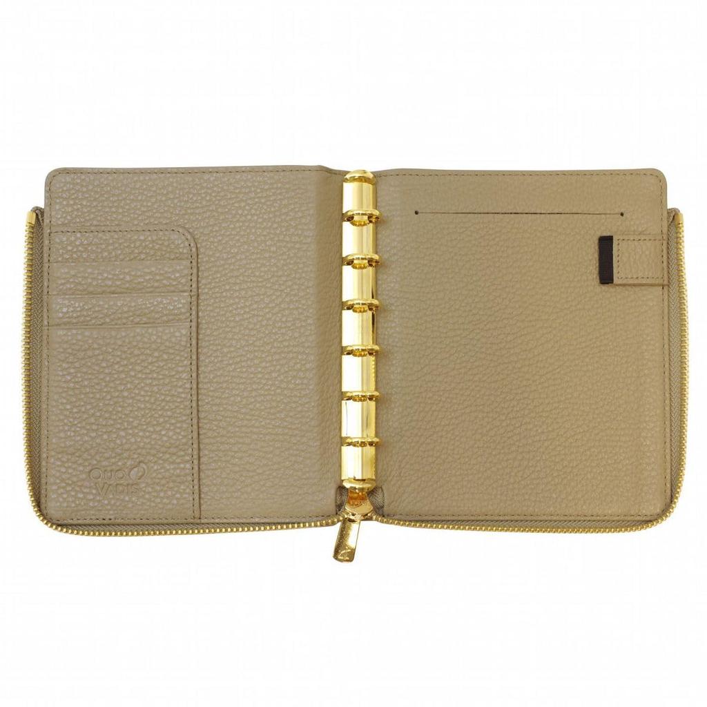 Quo Vadis System Organizer Cover 6 Size L Zip Timer 14 Dusty Pastel Italian Leather Taupe QUOVADIS Timer14 qv937lzdptp [Mini Cover]