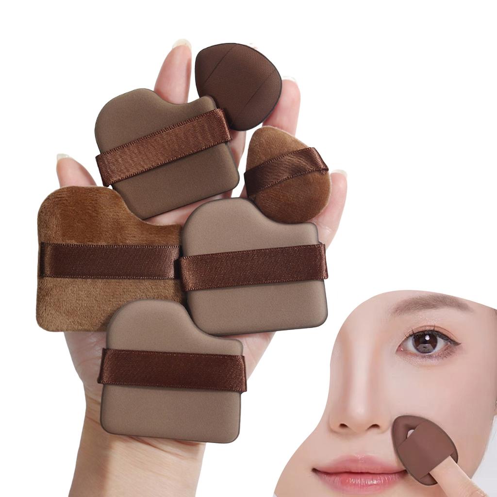 6Pcs Velvet Flocked Cosmetic Puffs Liquid Foundation Chocolate-Shaped Flocked Powder Puff Set Women Girls Make Up Tools