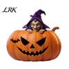 Detailed Resin Ornaments Halloween Pumpkin Witch Figurine, Spooky Bat Tabletop Decor, Stable Hand Carved Base Mini Statue for Window Showcase
